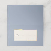 Minimalistische stoffige blauwe bruiloft receptie  plaatskaartje (Buitenkant ongevouwen)