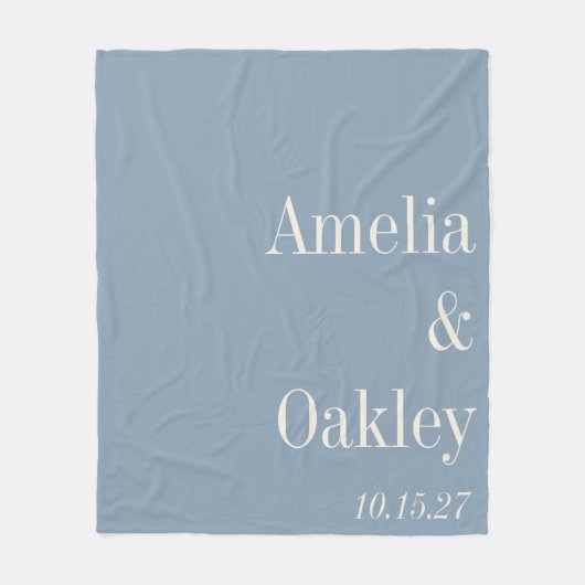 Minimalistische stoffige blauwe elegante bruiloft  fleece deken (Voorkant)