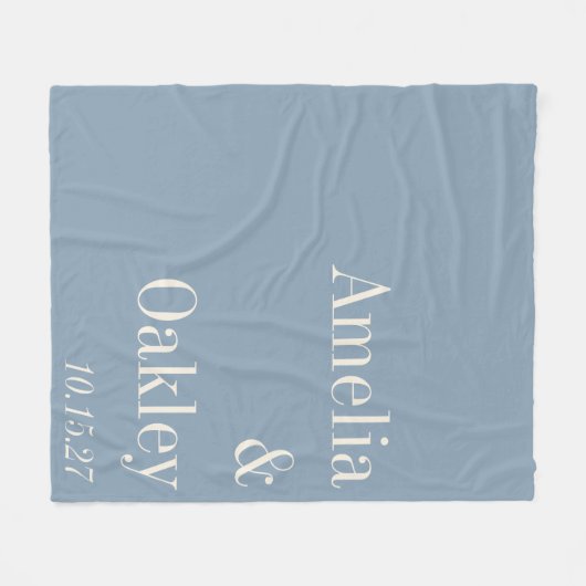 Minimalistische stoffige blauwe elegante bruiloft  fleece deken (Voorkant (Horizontaal))