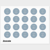 Minimalistische stoffige blauwe elegante bruiloft ronde sticker (Vel)