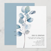Minimalistische stoffige blauwe eucalyptus QR code Kaart (Voorkant / Achterkant)