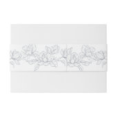 Minimalistische stoffige blauwe Magnolia Bloemen Uitnodigingen Wikkel (Achterkant Voorbeeld)