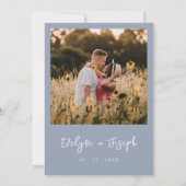 Minimalistische stoffige blauwe moderne foto Boho Kaart (Achterkant)