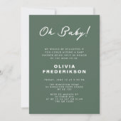 Minimalistische stoffige groene Baby shower QR-cod Kaart (Voorkant)
