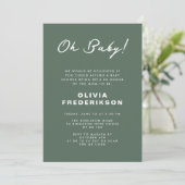Minimalistische stoffige groene Baby shower QR-cod Kaart (Staand voorkant)