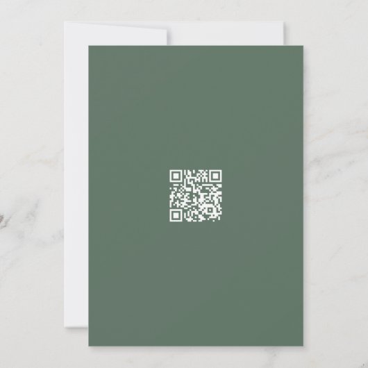 Minimalistische stoffige groene Baby shower QR-cod Kaart (Achterkant)