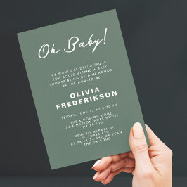 Minimalistische stoffige groene Baby shower QR-cod Kaart