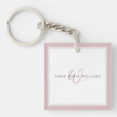 Minimalistische stoffige lila script twee rand mon sleutelhanger (Voorkant)