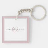 Minimalistische stoffige lila script twee rand mon sleutelhanger (Achterkant)
