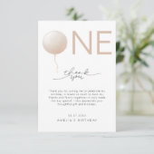 Minimalistische stoffige perzik moderne eerste ver bedankkaart (Staand voorkant)