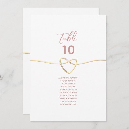 Minimalistische stoffige Roos bruiloft zitplaatsen (Voorkant / Achterkant)