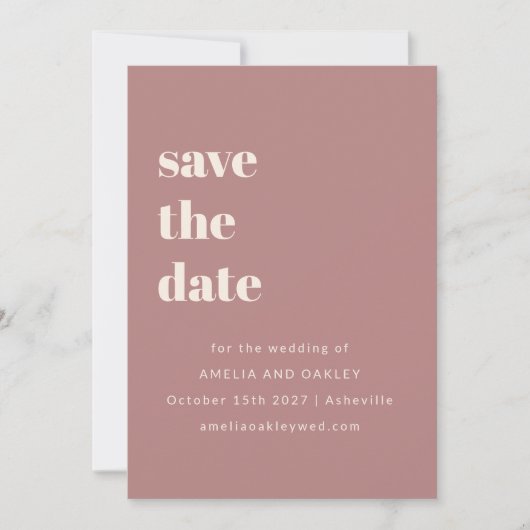 Minimalistische stoffige Roos retro eenvoudige tro Save The Date (Voorkant)