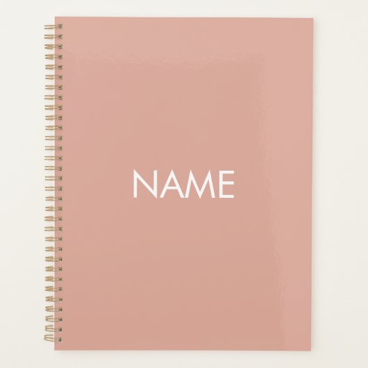 Minimalistische stoffige roze aangepaste jaartal t planner (Voorkant)