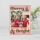 Minimalistische stoffige roze bruine kerstboom fot feestdagenkaart (Staand voorkant)