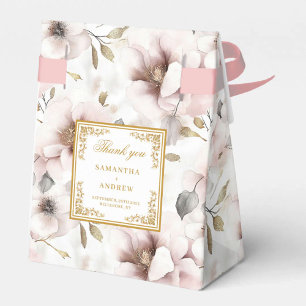 Minimalistische stoffige roze gouden bruiloft guns bedankdoosjes