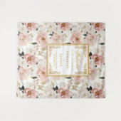 Minimalistische stoffige roze ivoren bloemen bruil wandkleed (Voorkant (horizontaal))