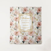 Minimalistische stoffige roze ivoren bloemen bruil wandkleed (Voorkant)