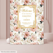 Minimalistische stoffige roze ivoren bloemen bruil wandkleed