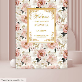 Minimalistische stoffige roze ivoren bloemen bruil wandkleed