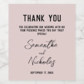 Minimalistische stoffige roze kalligrafie script wijn etiket (Enkel label)