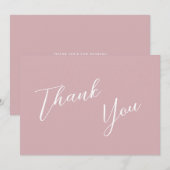 Minimalistische stoffige roze & witte eenvoudige b bedankkaart (Voorkant / Achterkant)