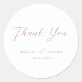 Minimalistische stoffige roze & witte eenvoudige b ronde sticker