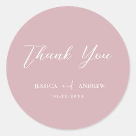 Minimalistische stoffige roze & witte eenvoudige b ronde sticker