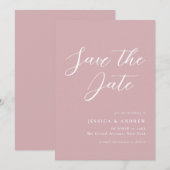 Minimalistische stoffige roze & witte eenvoudige b save the date (Voorkant / Achterkant)
