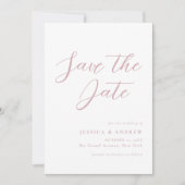Minimalistische stoffige roze & witte eenvoudige b save the date (Voorkant)