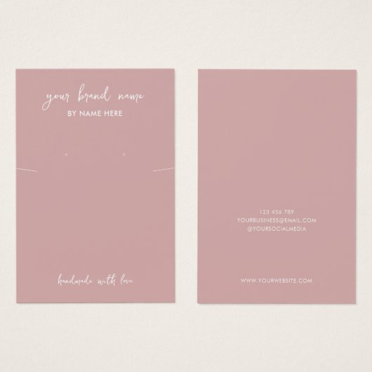 Minimalistische stoffige Rozen sieraden oorbel dis Visitekaartje (Voorkant /achterkant)