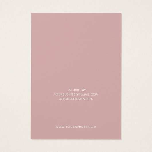 Minimalistische stoffige Rozen sieraden oorbel dis Visitekaartje (Achterkant)