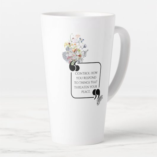 Minimalistische stoïcijnse innerlijke vrede geïllu latte mok (Rechterhoek)