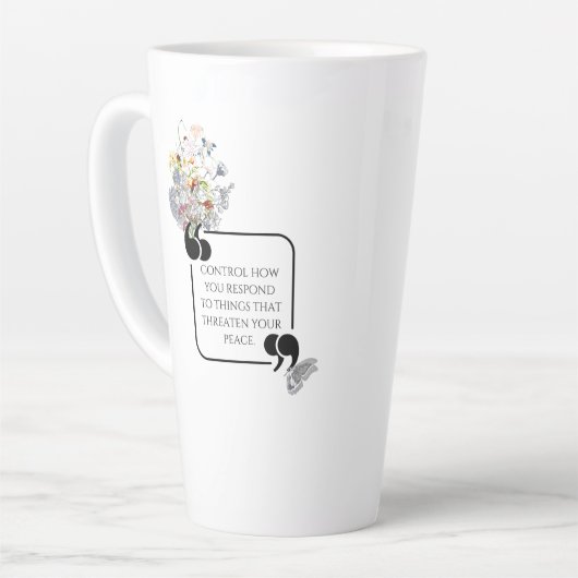 Minimalistische stoïcijnse innerlijke vrede geïllu latte mok (Linkerhoek)