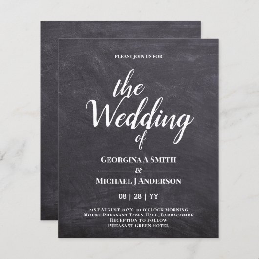 Minimalistische STOUTE TYPOGRAFIE Trouwkaarten (Voorkant / Achterkant)