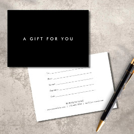 Minimalistische, strakke, zwart-wit cadeaubon