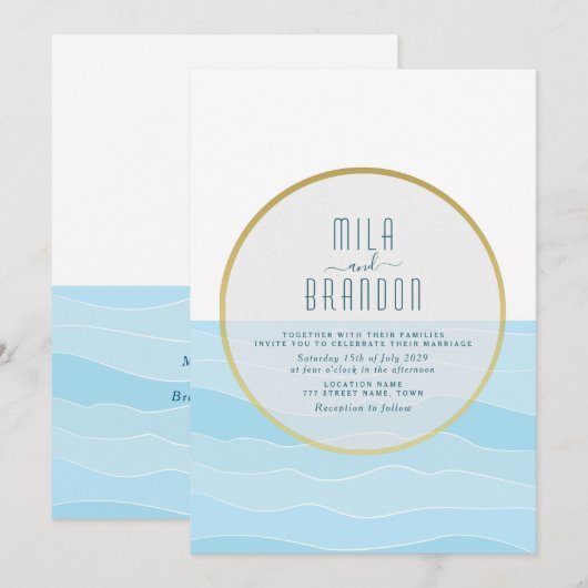 Minimalistische strandbestemming bruiloft kaart (Voorkant / Achterkant)