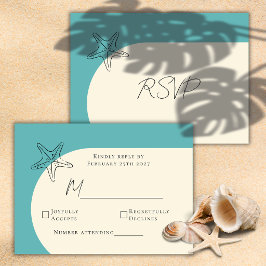 Minimalistische strandbruiloft RSVP bijgevoegde ka Informatiekaartje
