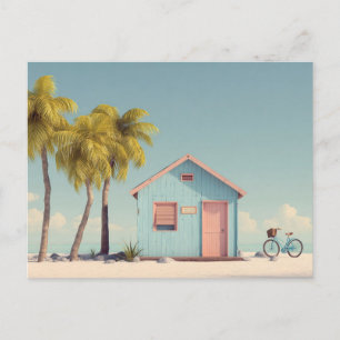 Minimalistische strandhut Kustkunst ansichtkaart Briefkaart