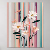 Minimalistische strepen Bloemen Modern Art Poster (Voorkant)