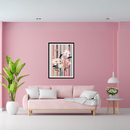Minimalistische strepen Bloemen Modern Art Poster
