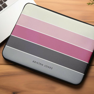 Minimalistische strepen gepersonaliseerd laptop sleeve