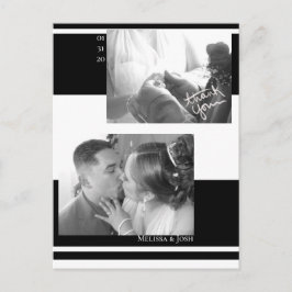 Minimalistische Strepen Zwart-Wit Trouwen Briefkaart