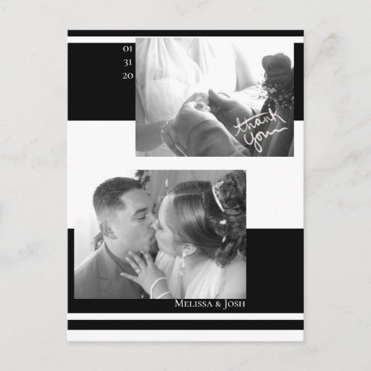 Minimalistische Strepen Zwarte en Witte Trouw Briefkaart (Voorkant)