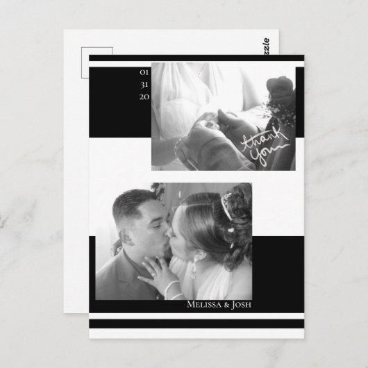 Minimalistische Strepen Zwarte en Witte Trouwdag Briefkaart (Voorkant / Achterkant)