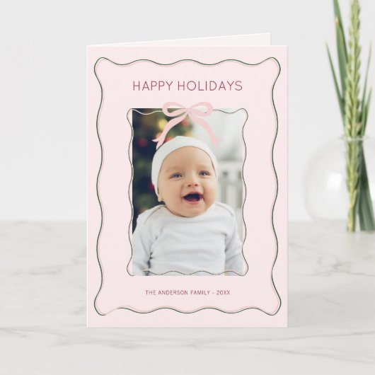 Minimalistische strikfoto vakantiekaart opgevouwen kaart (Voorkant)