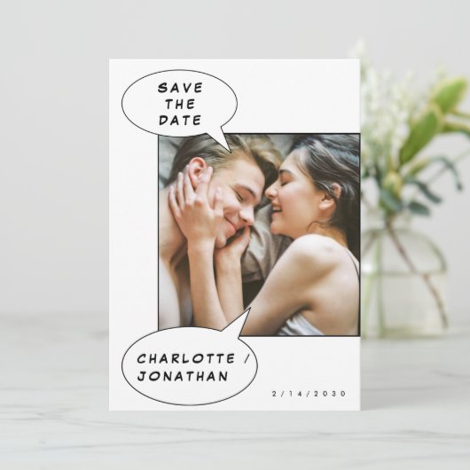 Minimalistische strips sparen de Datum Uitnodiging (Staand voorkant)