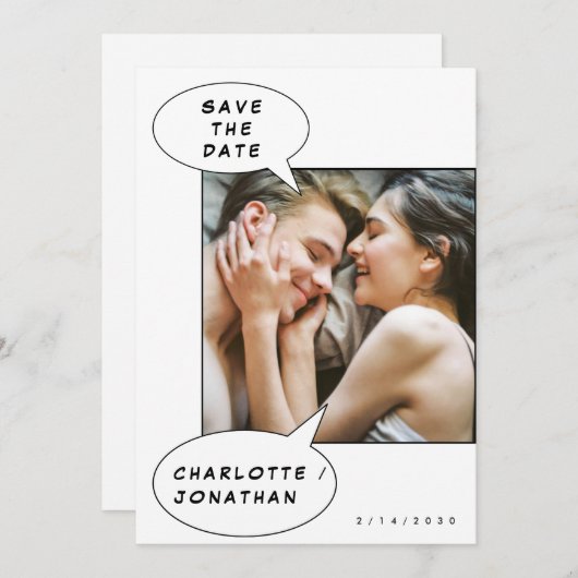 Minimalistische strips sparen de Datum Uitnodiging (Voorkant / Achterkant)