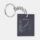 Minimalistische structuur metalen sleutelhanger (Voorkant Links)