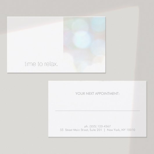 Minimalistische subtiele Bokeh Spa-afsprakenkaart Afsprakenkaartje