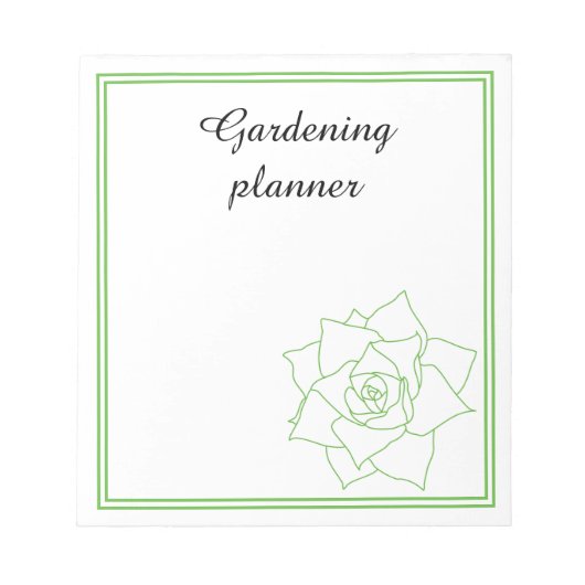 Minimalistische succulent Green Gardening Planner Notitieblok (Voorkant)